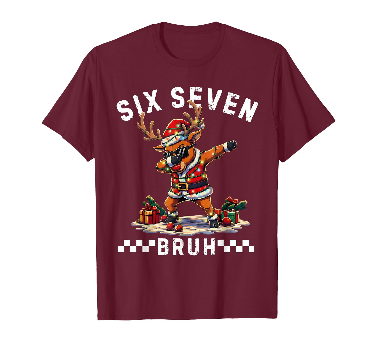 Funny 67 Christmas Six Seven Meme Dabbing Reindeer Boys T-Shirt