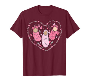 Mother Baby Nurse Heart Valentine Day MBU Postpartum Nurse T-Shirt