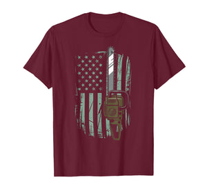 Chainsaw American Flag Funny Independence Day - Woodworker T-Shirt