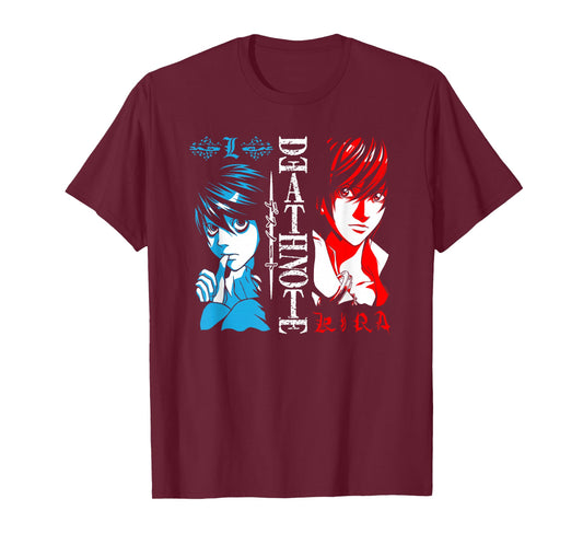 Death Note Blue and Red L vs Light Face Off Anime T-Shirt