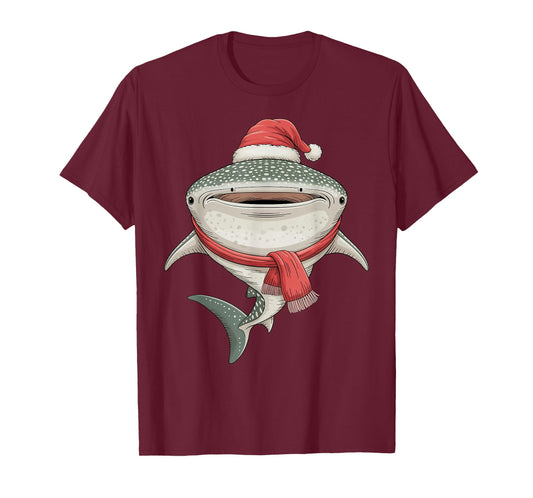 Cute Christmas Whale Shark Santa T-Shirt