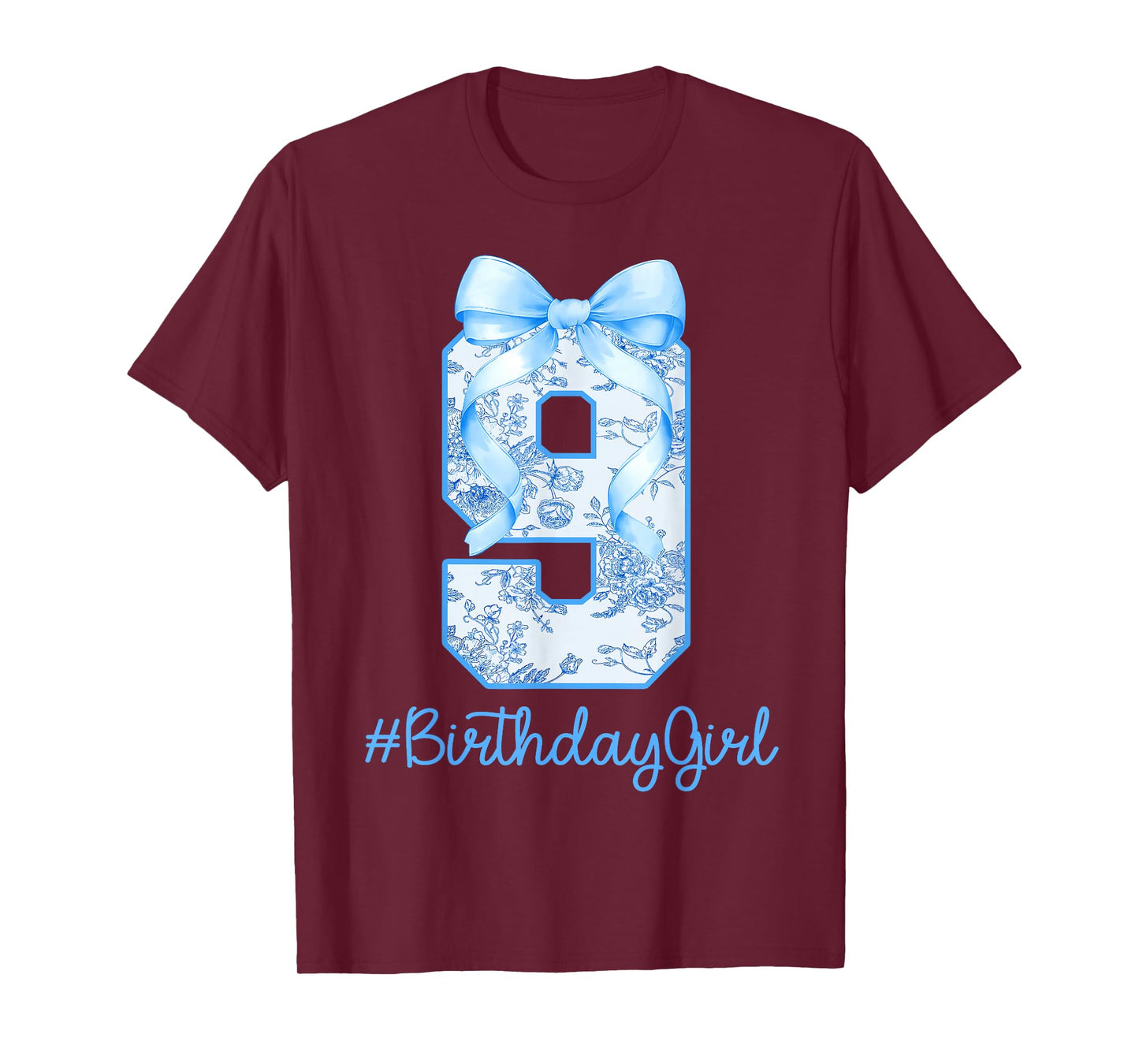 9 Year Old Birthday Girl Coquette Bow 9th Birthday T-Shirt