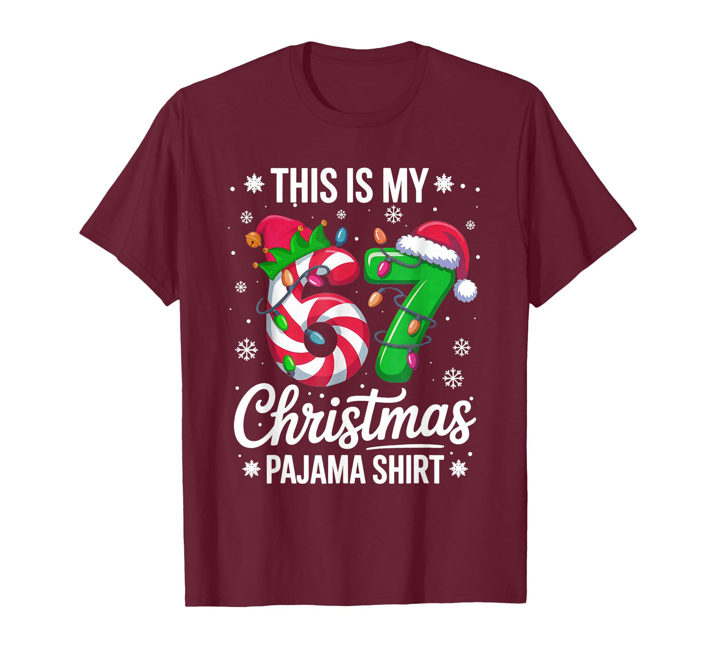 This My 67 Christmas Pajama Shirt 67 Meme Boys Girls T-Shirt