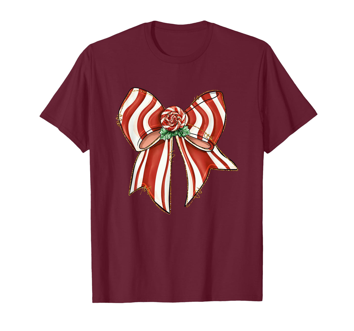 Candy Cane Bow Peppermint Christmas Joy T-Shirt