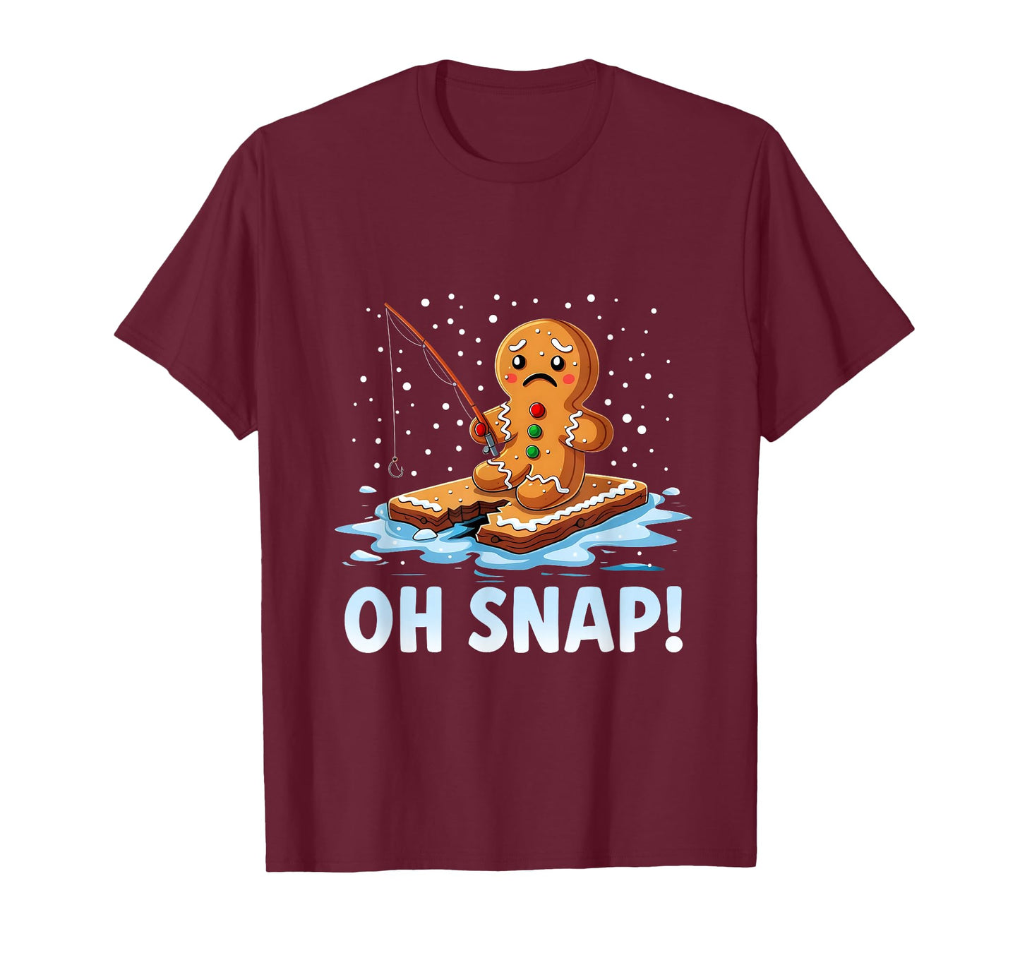Oh Snap Gingerbread Man Christmas Fishing Fisher Men T-Shirt
