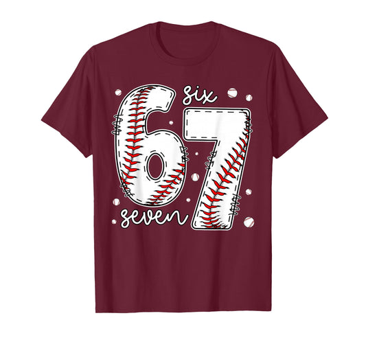 Baseball Meme Six Seven Funny 6-7 Matching Baseball Player T-Shirt