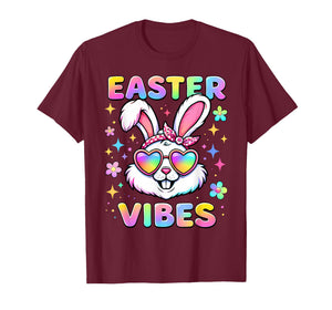 Kids Girls Easter Bunny Face Vibes Easter Kids Girls Women T-Shirt