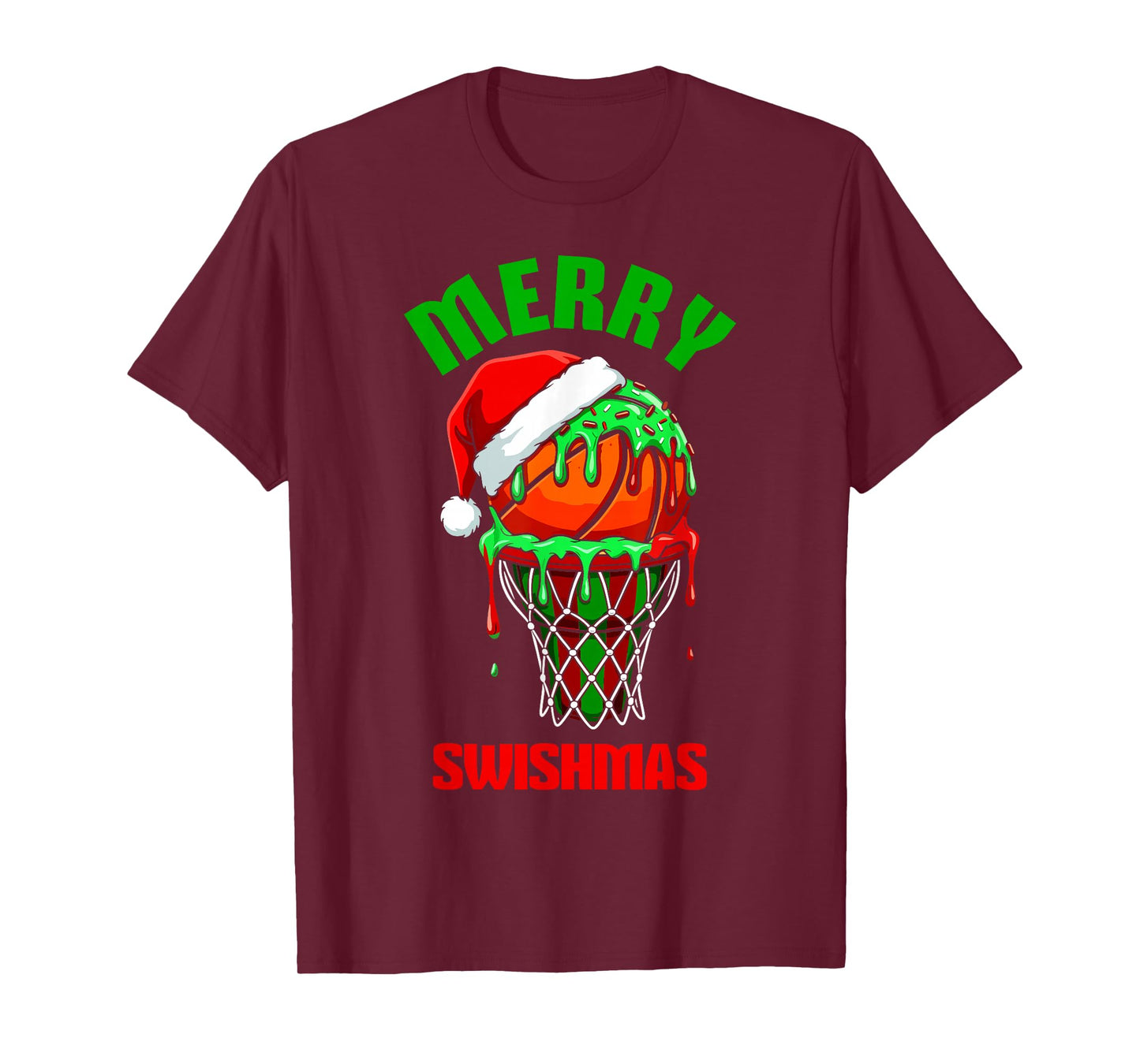 Merry Swishmas Basketball Ugly Christmas Xmas Men Boys Kids T-Shirt