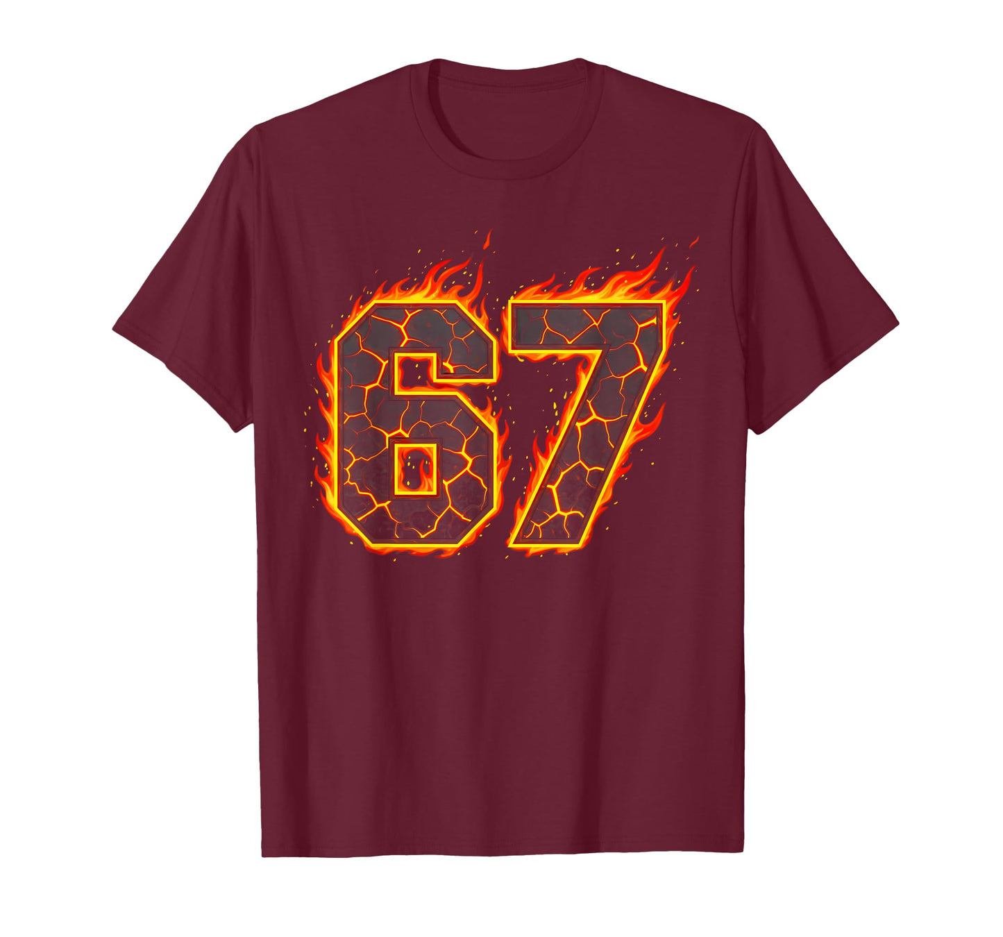 67 Flames Meme Six Seven Fire Funny Gen Alpha Slang Kids T-Shirt