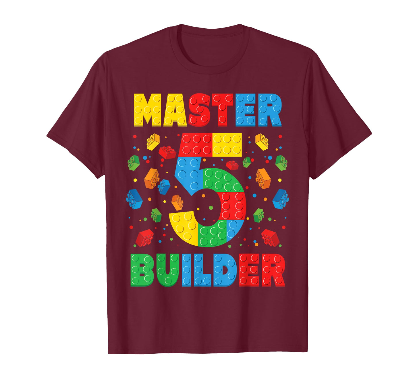 Master Builder Age 5th Birthday Squad Block Building T-Shirt