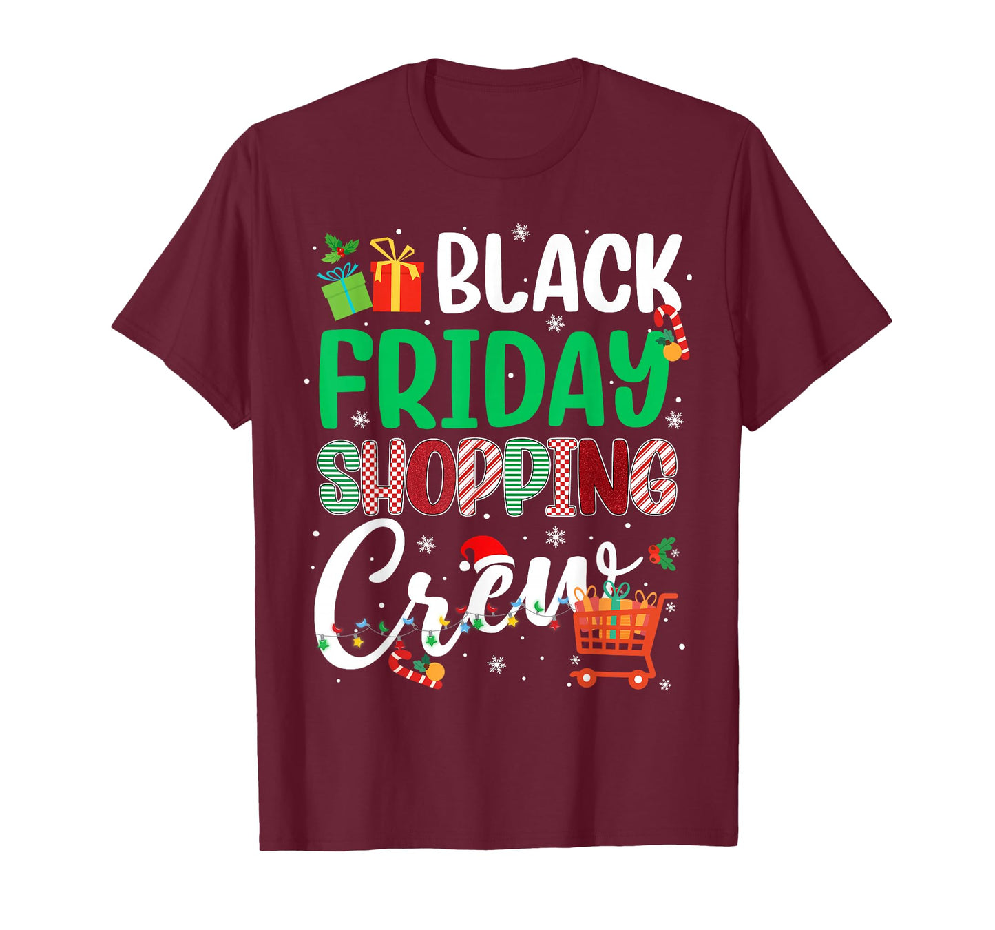 Friday Shopping Crew Christmas Lights Black Shopping Family T-Shirt
