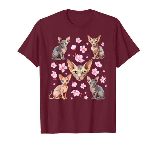 Sphynx Cat Owner Flowers Sphynx Lover Sphynx Cat Mom T-Shirt