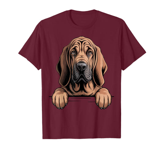 Bloodhound Funny Peeking Pocket Puppy Dog Lover T-Shirt