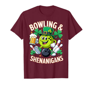 Bowling St Patrick's Day Shenanigans Bowler Funny Men Women T-Shirt