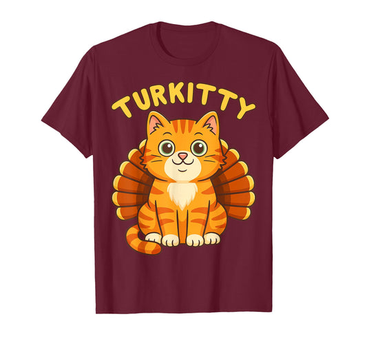 Cute Cat Turkey Funny Thanksgiving Gifts for Men Women Kid T-Shirt
