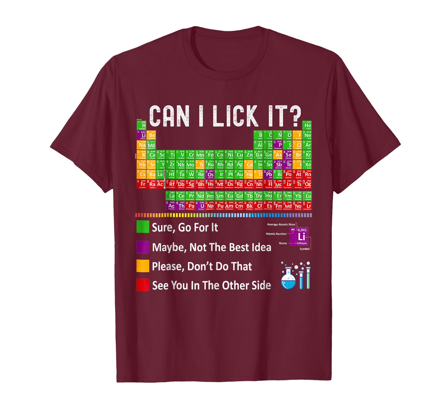 Can I Lick It Periodic Table Chart Science Teacher Cool Meme T-Shirt