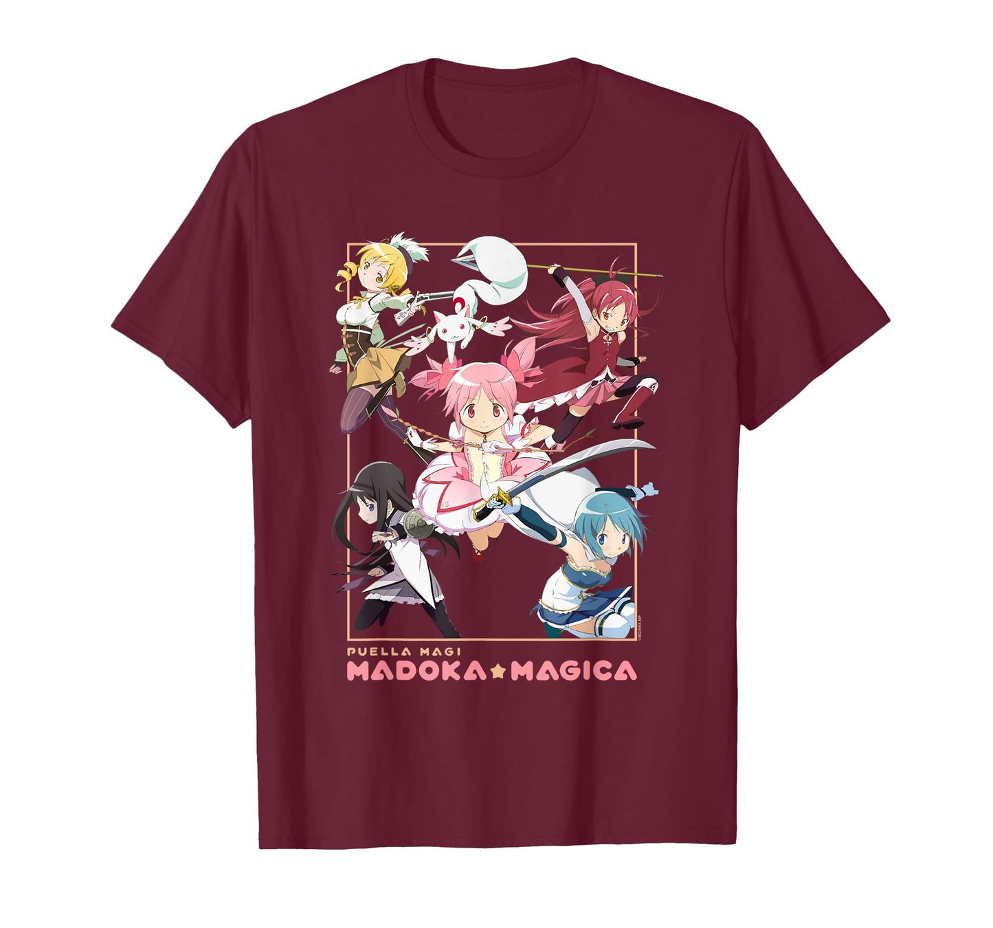 Madoka Magica Character Group Action Pose Anime T-Shirt