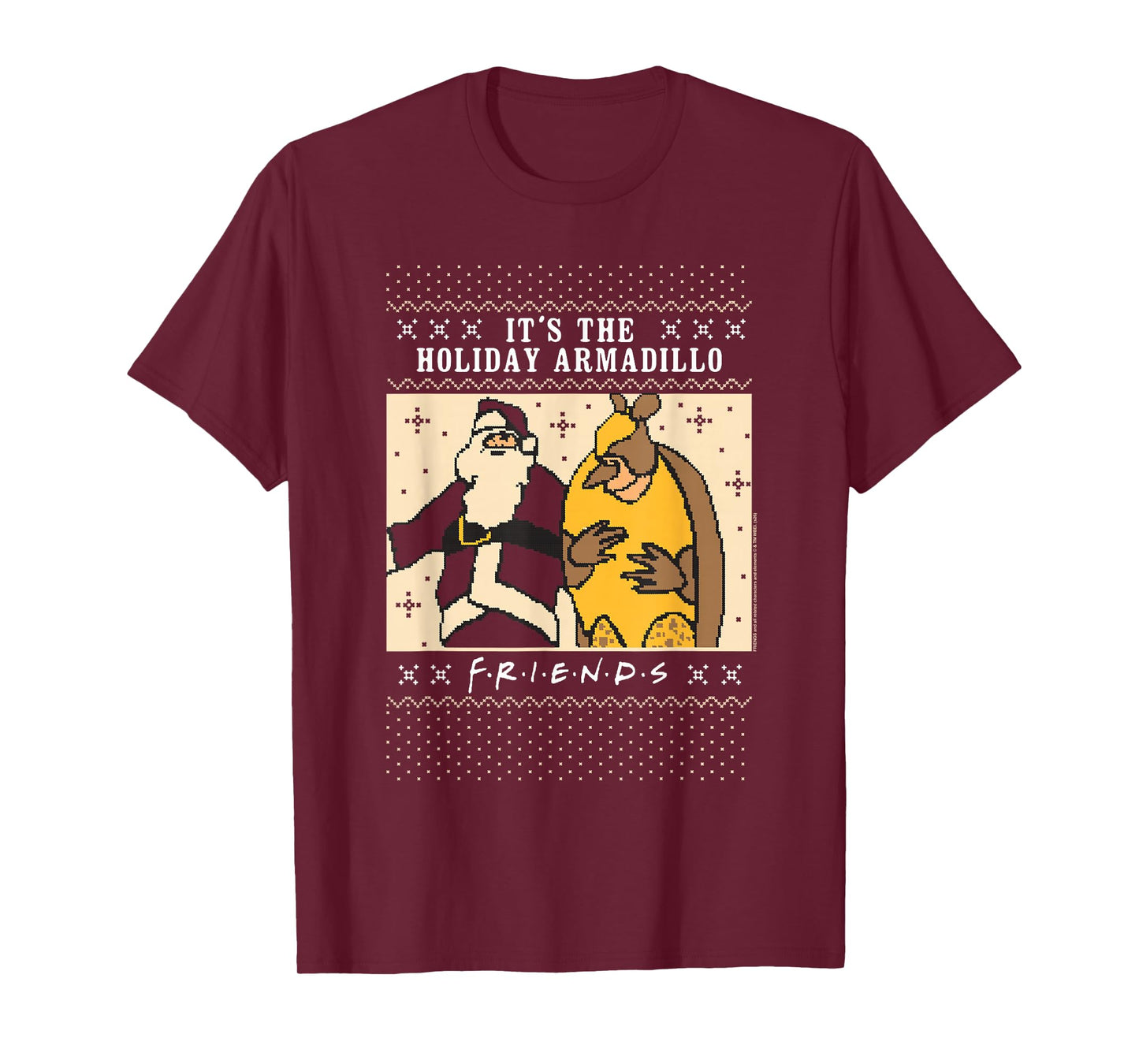 Friends Holiday Armadillo Sweater Print Christmas TV Show T-Shirt