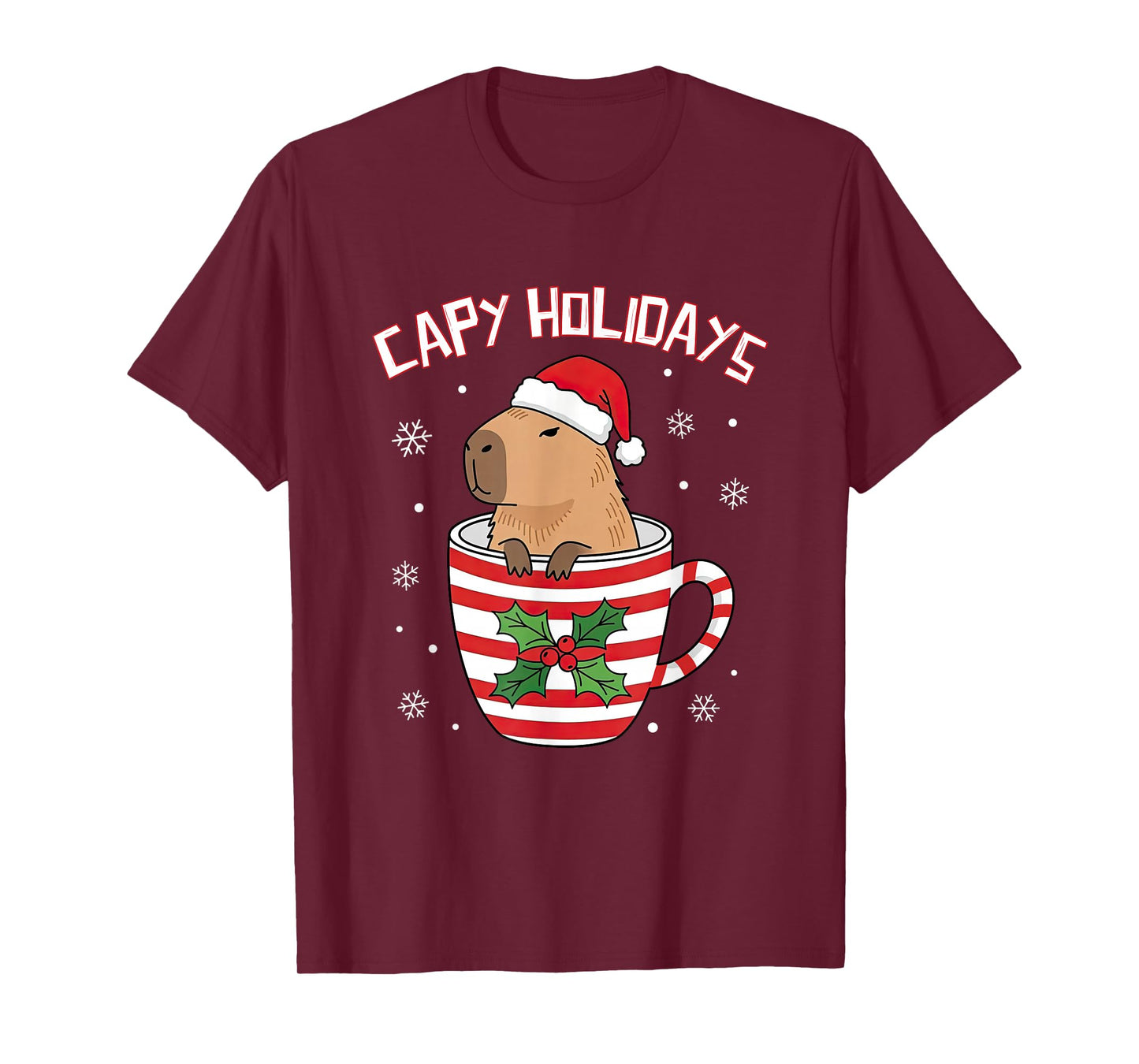 Capy Holidays Christmas Capybara Santa Hat Xmas Boys Girls T-Shirt