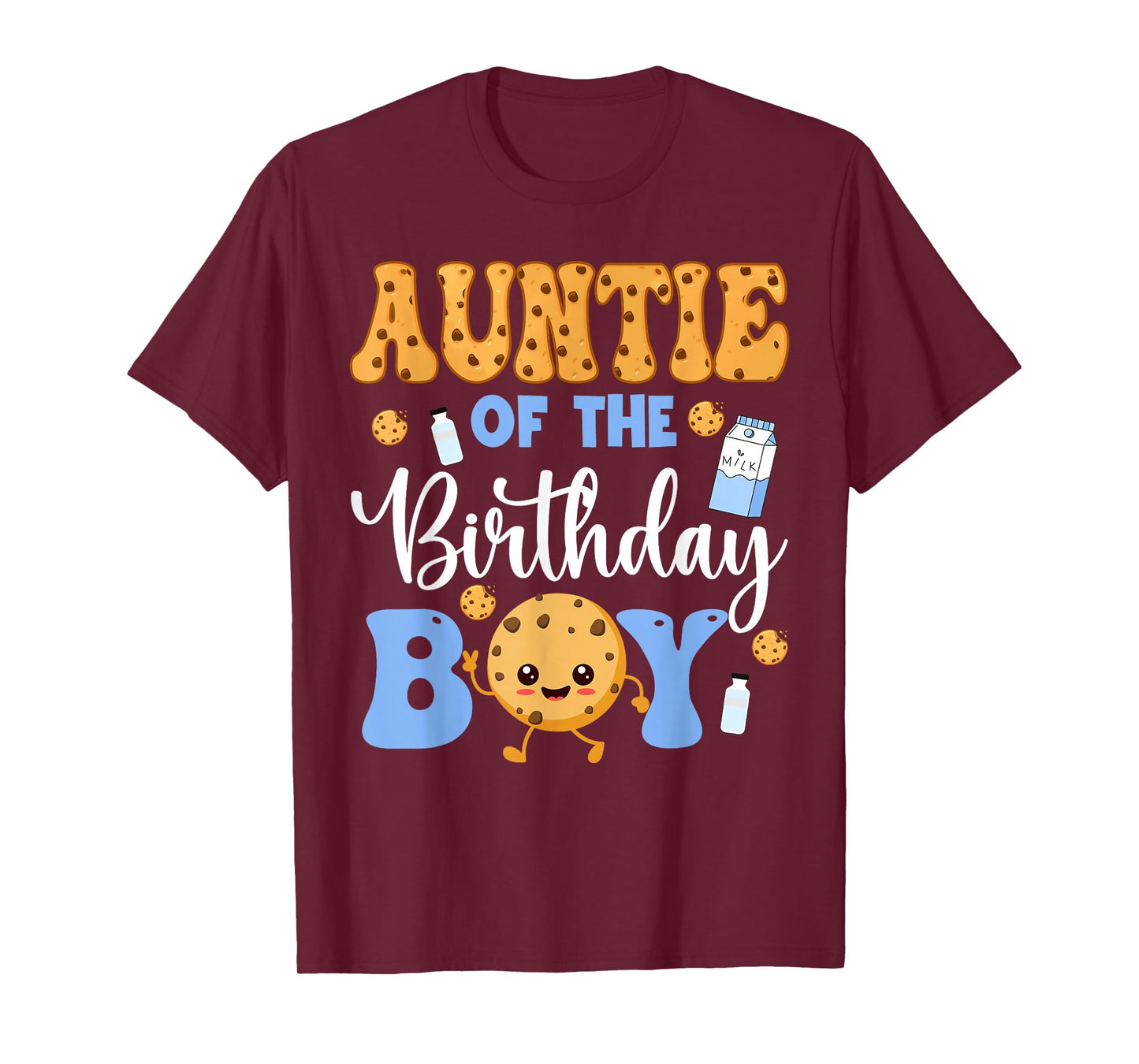Auntie of The Birthday Boy Funny Milk and Cookies Party T-Shirt
