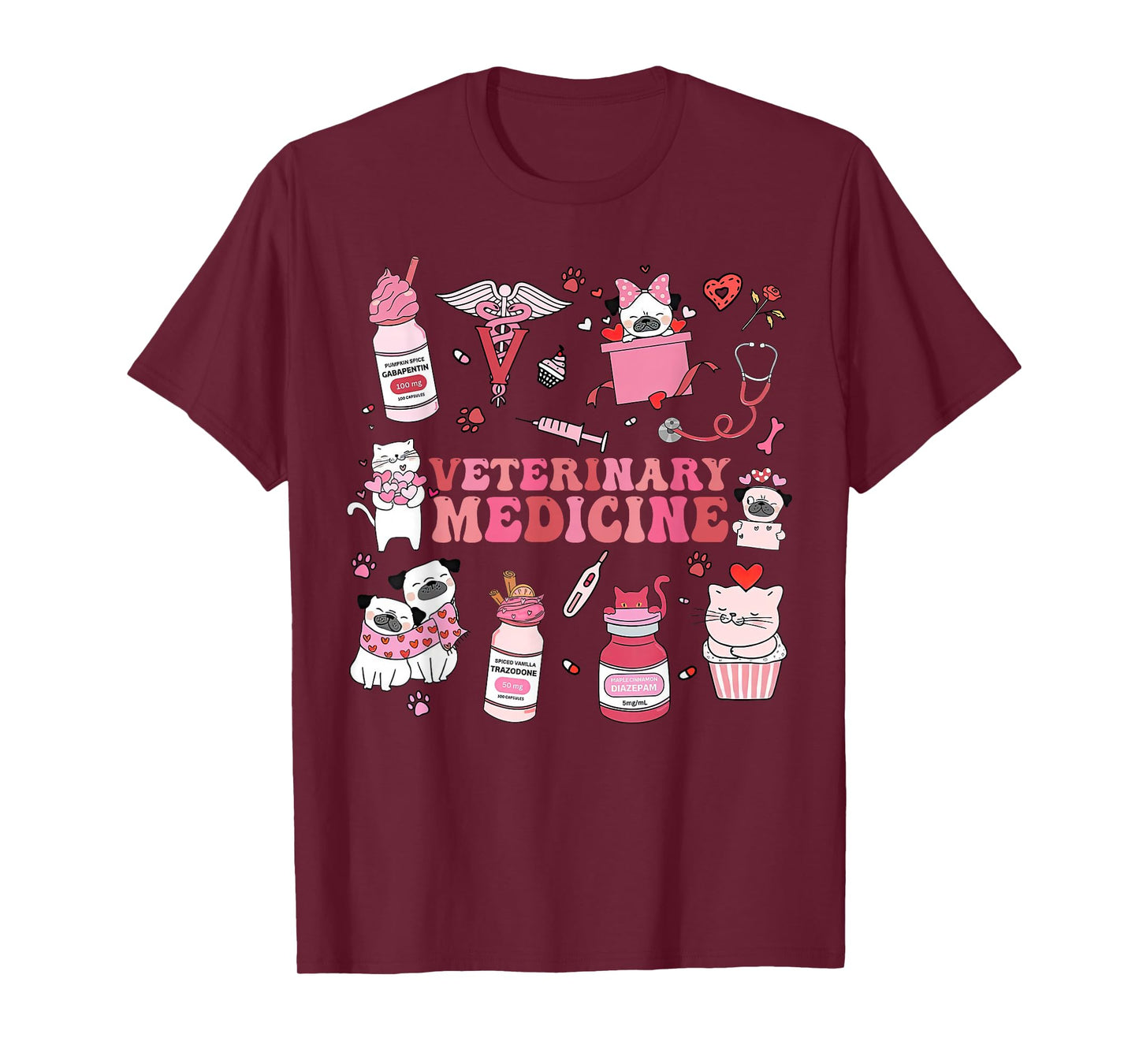 Retro Veterinary Medicine Valentine Veterinarian Vet Tech T-Shirt