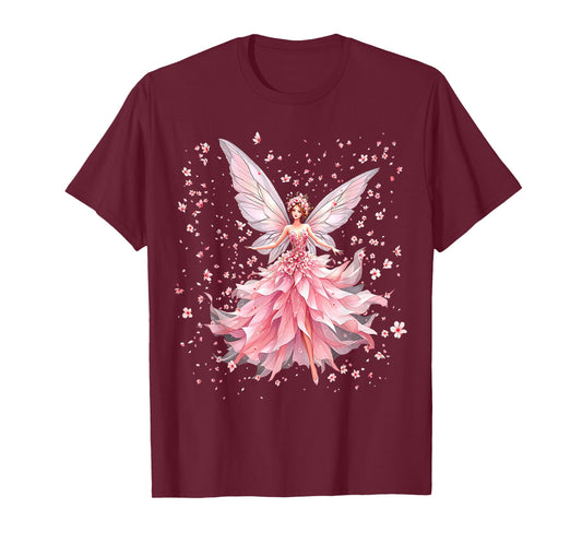 Magical Fairy Spring Cherry Blossom Flowers Art T-Shirt