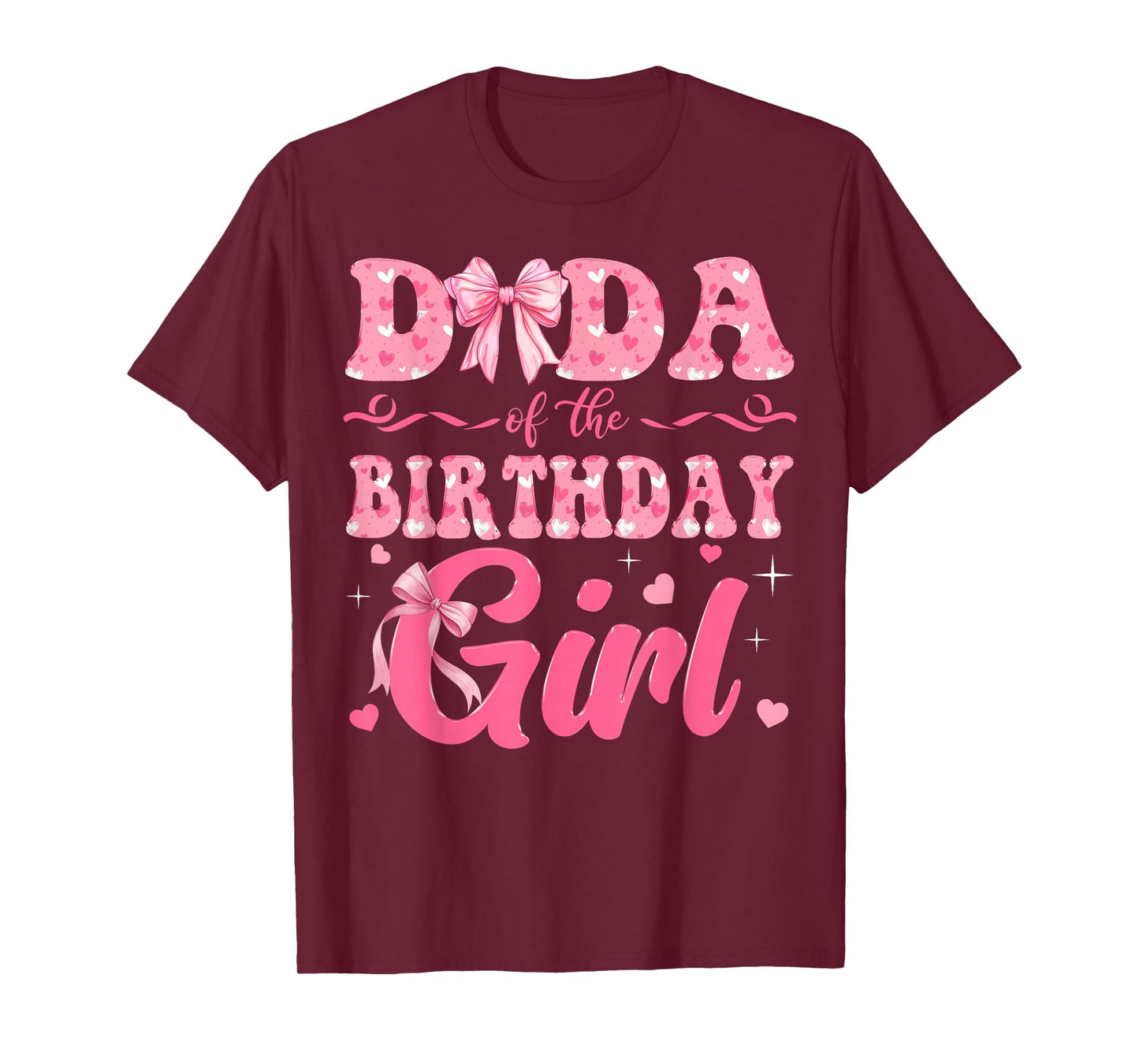 Dada of The Birthday Girl Family Pink Coquette Bow T-Shirt