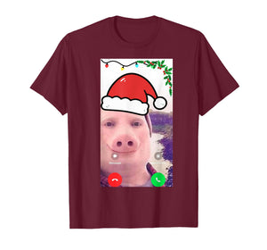 Funny gen z Humor brainrot Christmas John Pork Calling Meme T-Shirt