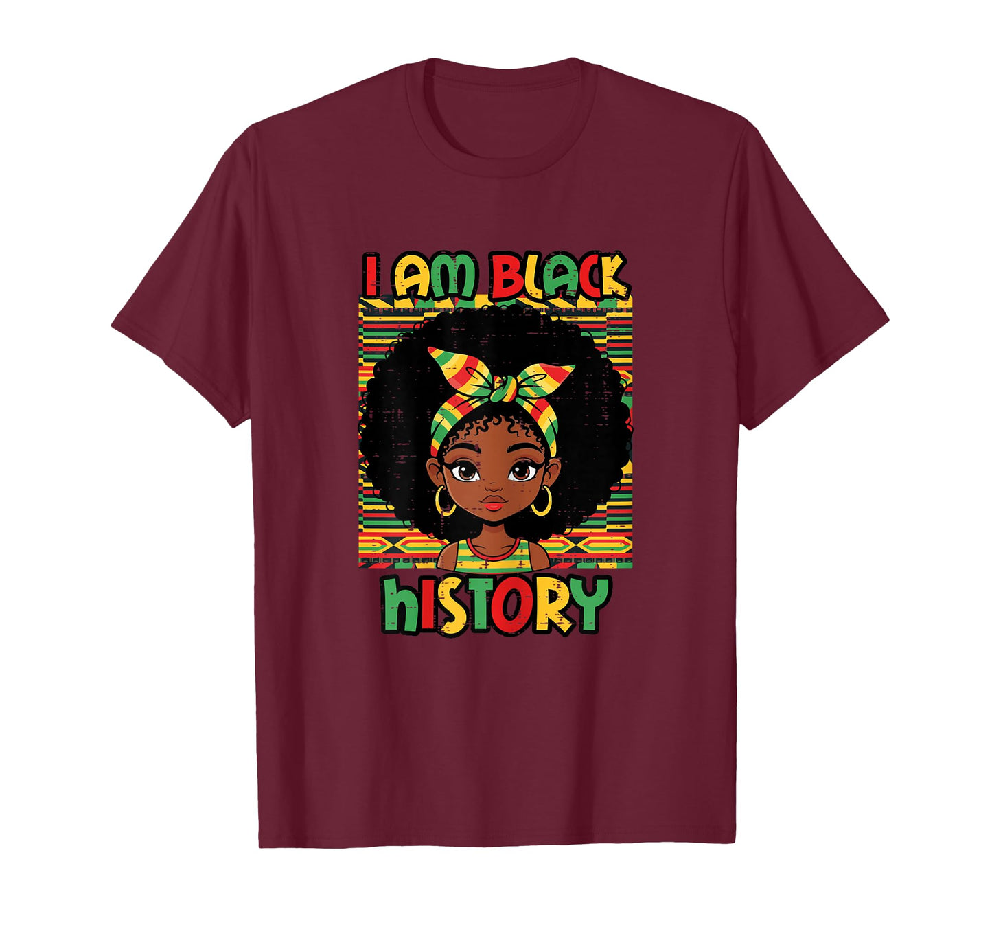 I Am Black History Afro Girl African American Girls Kids T-Shirt