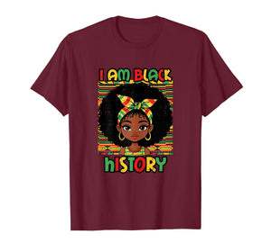 I Am Black History Afro Girl African American Girls Kids T-Shirt