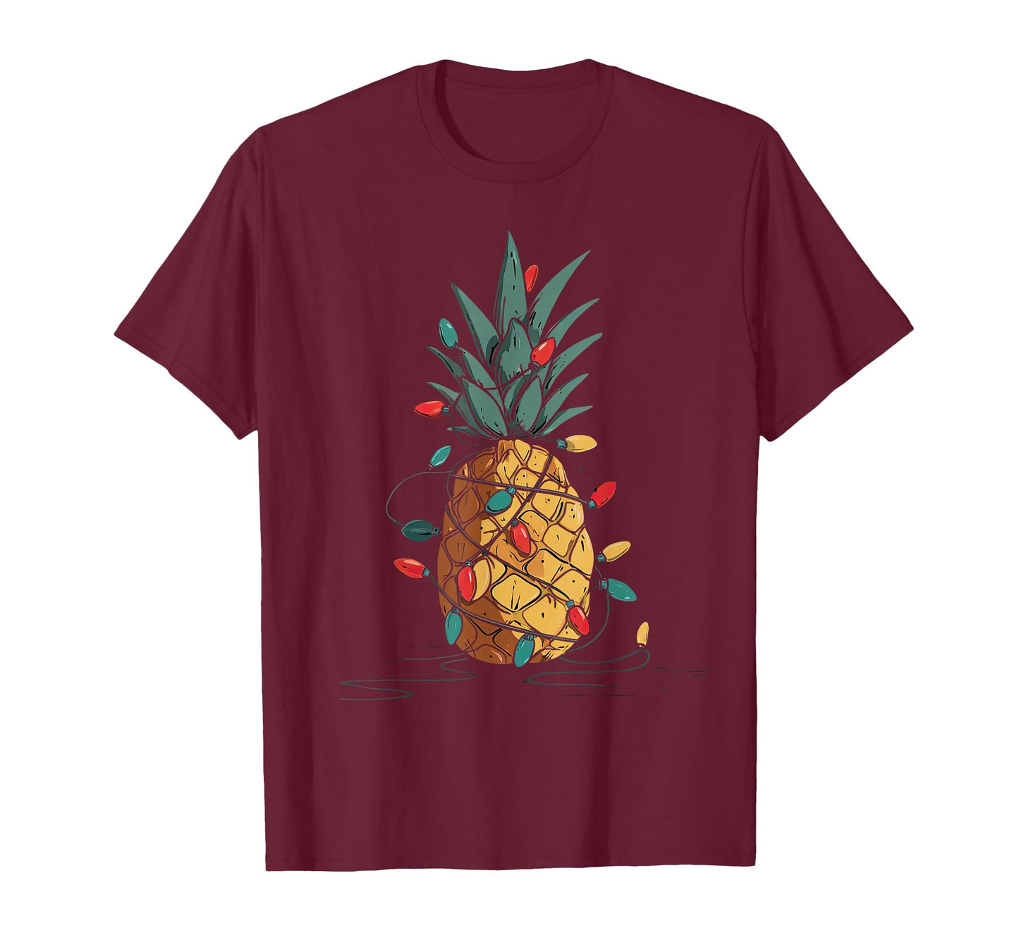 Funny Pineapple Christmas Graphics Lights Lover T-Shirt