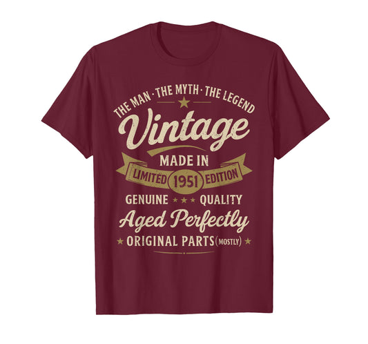 75th Birthday Gift Vintage 1951 Men Funny 75 Years Old 1951 T-Shirt