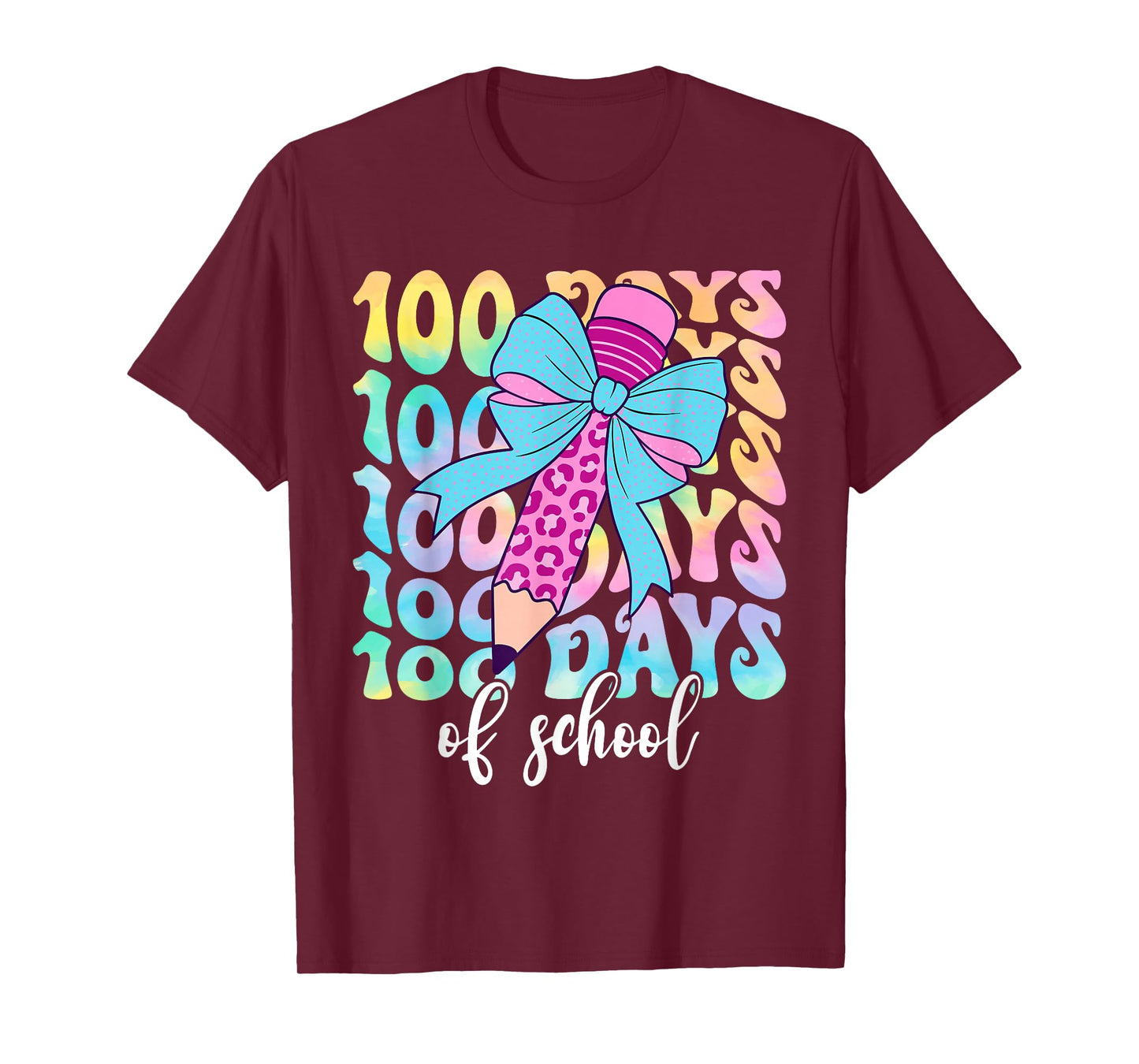 100 Days of School Girls Coquette Bow 100th Day of School T-Shirt