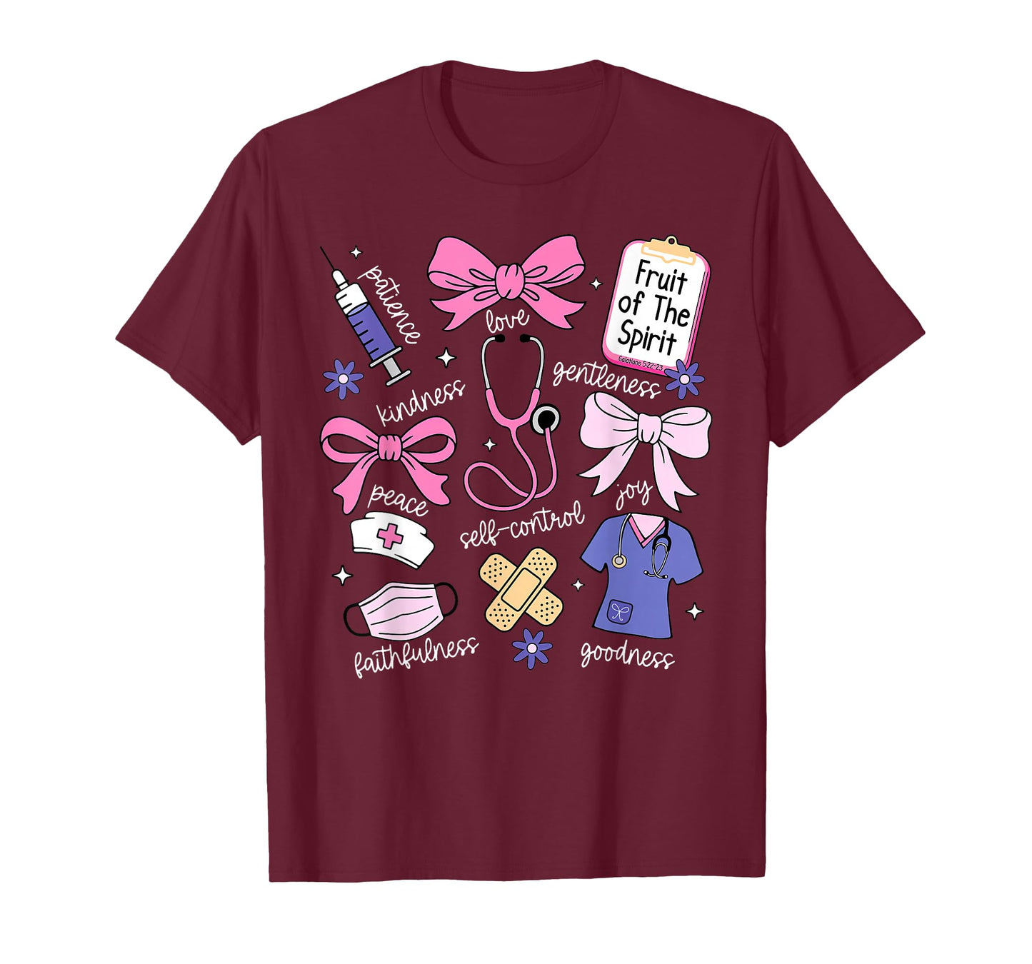 Coquette Bow Fruit of The Spirit Registered Nurse Christian T-Shirt