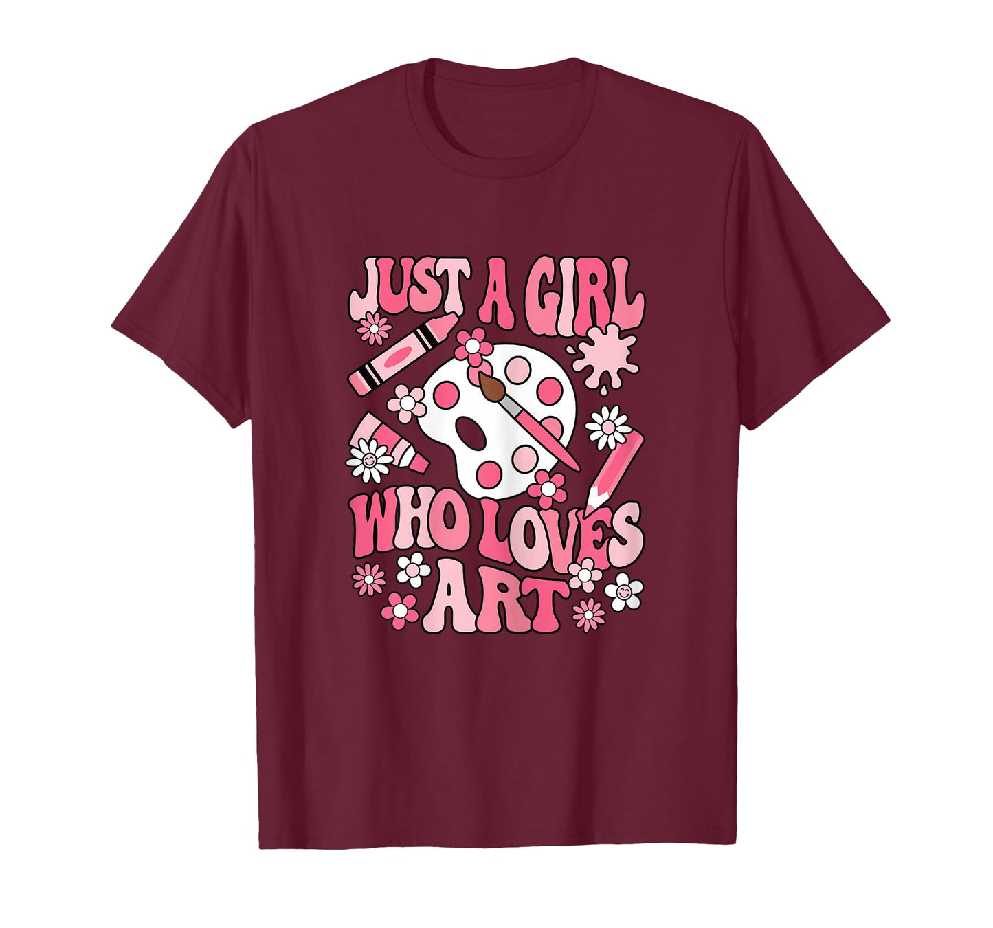 Just A Girl Who Loves Art Painting Artist Girls Kids T-Shirt