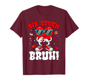 Funny 6 7 Meme 67 Six Seven Bruh Valentine Heart Men Boy Kid T-Shirt