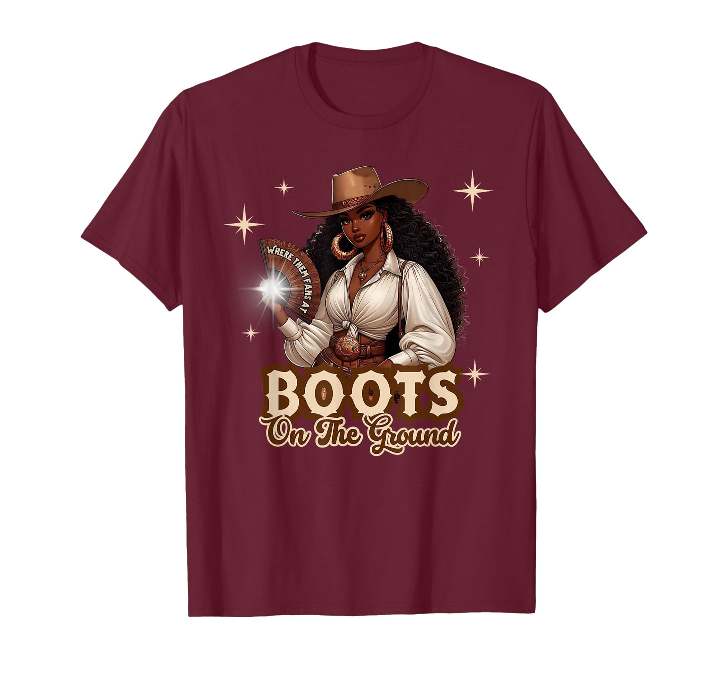 Boots On The Ground Cowgirl Western Black Girl Black History T-Shirt