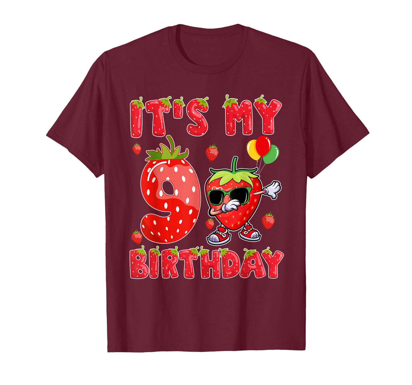 It's My 9th Birthday Girl Strawberry Theme 9 Year Old T-Shirt