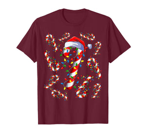 Red and White Candy Cane Santa Christmas Funny Xmas Lights T-Shirt