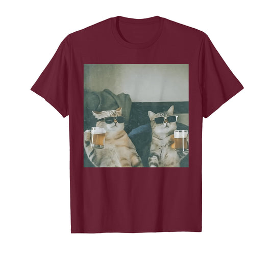 Funny Cats Drinking Beer Cat Meme Gen Z Joke Stupid Brainrot T-Shirt