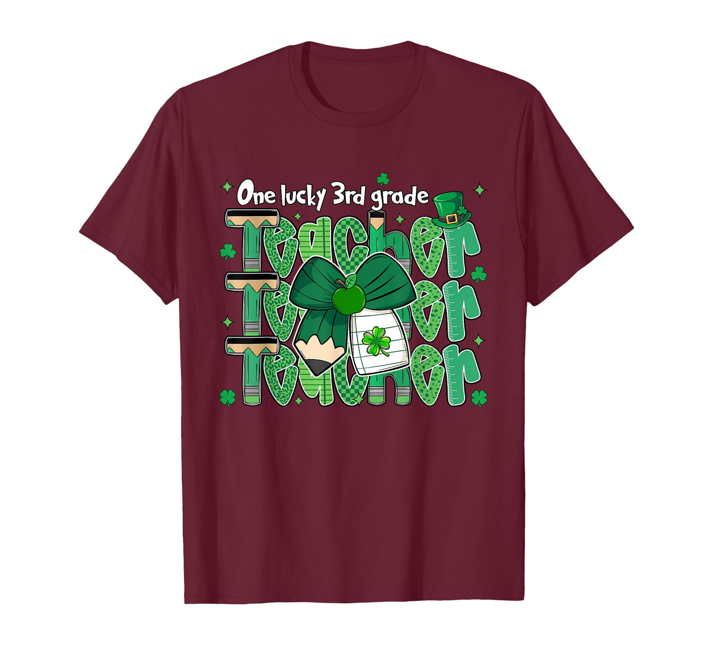 Preppy One Lucky 3rd Grade Teacher St Patrick's Day T-Shirt