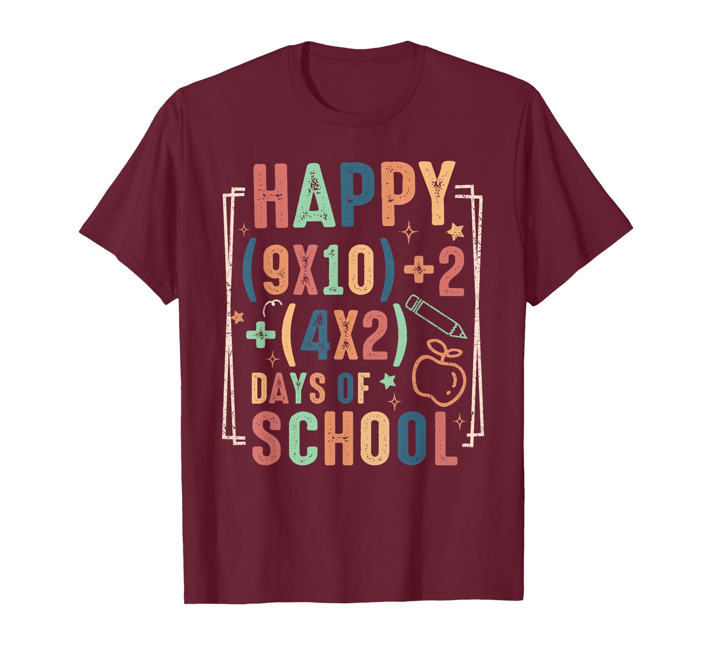 Happy 100 Days School Math Equation 100th Day Teacher Kids T-Shirt