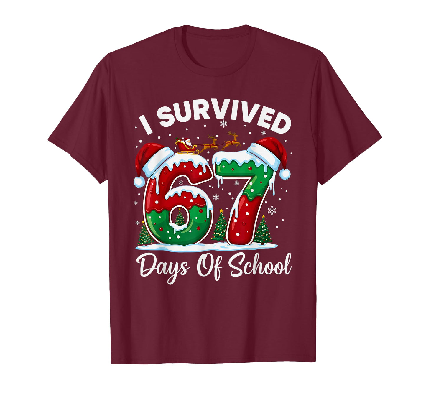 I Survived 67 Days of School Christmas Countdown Kids Boys T-Shirt