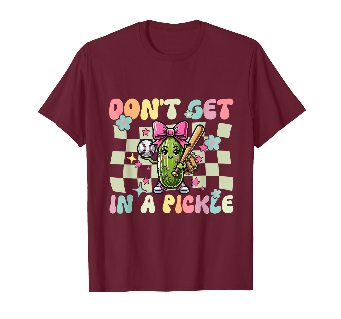 Cute Funny Baseball Pun Don’t Get in A Pickle Softball Gift T-Shirt