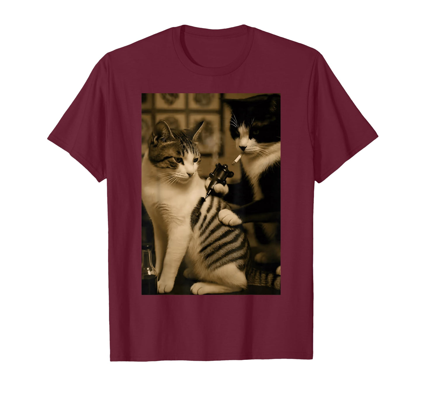 Retro Tattoo Cat Meme Smoking Cat Humor Cat Lover Tattooist T-Shirt