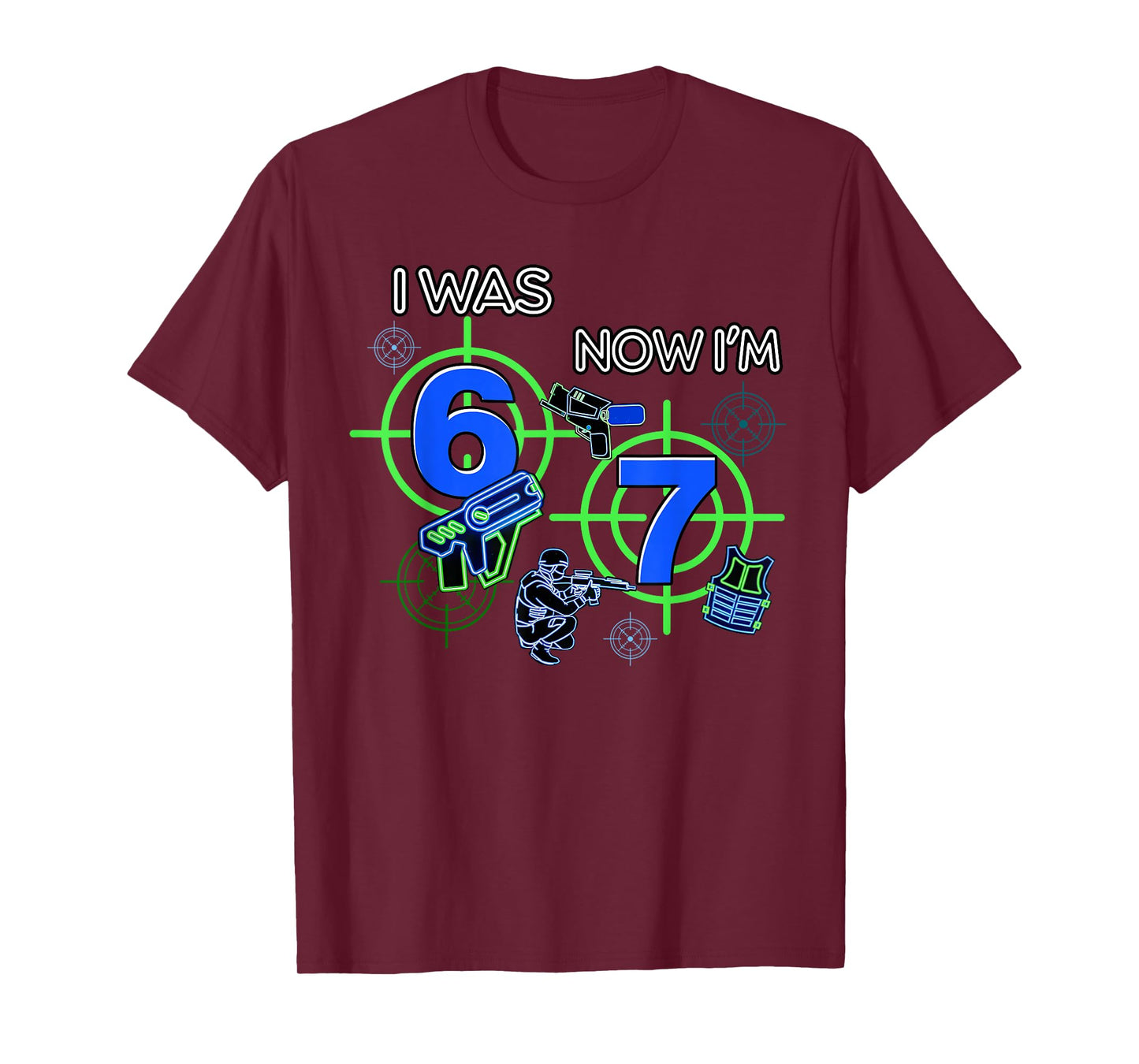 I was 6 Now I'm 7 Funny 67 Six Seven Meme Laser Tag Birthday T-Shirt