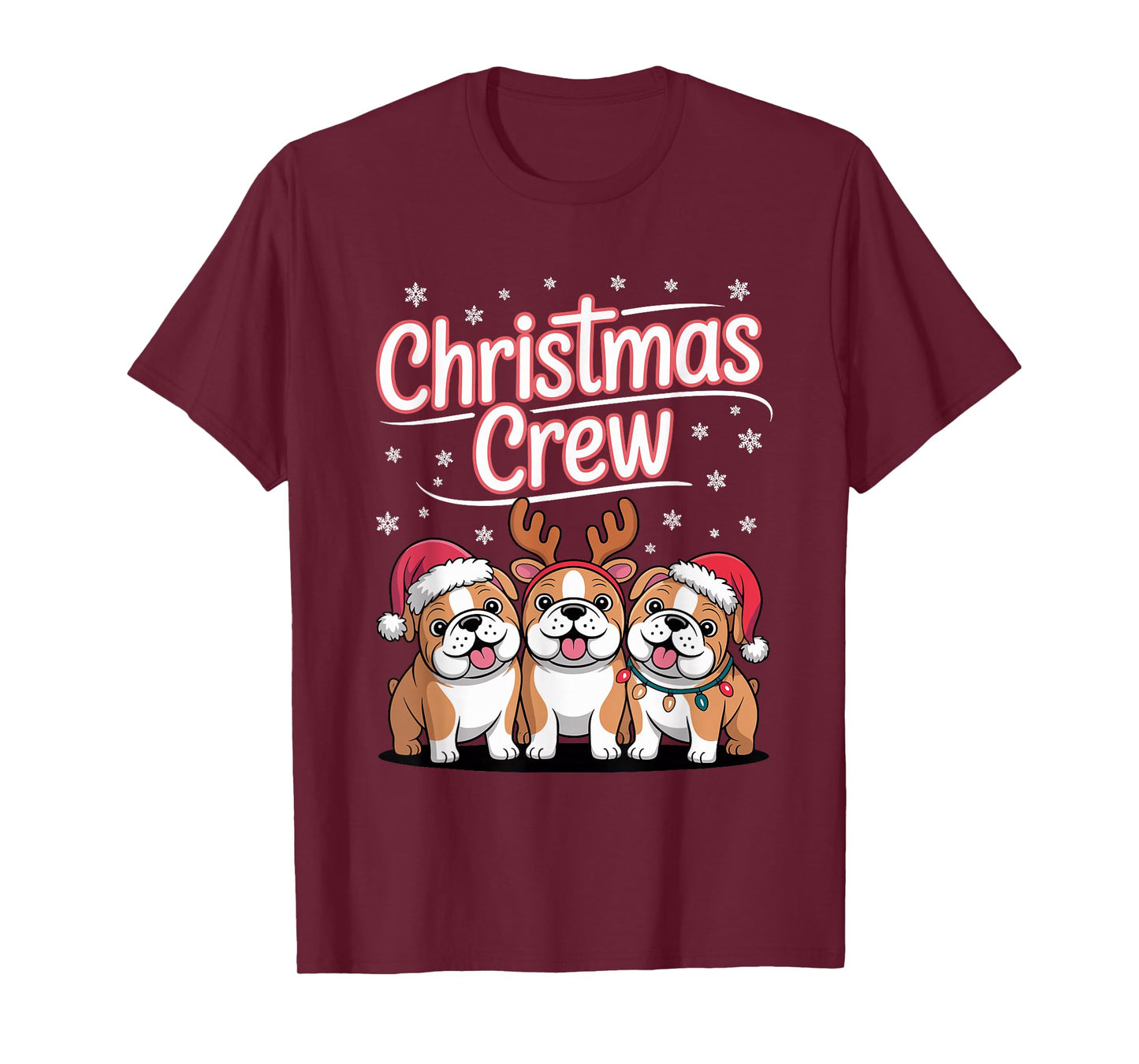Christmas Crew Xmas Puppy Funny Christmas English Bulldog T-Shirt