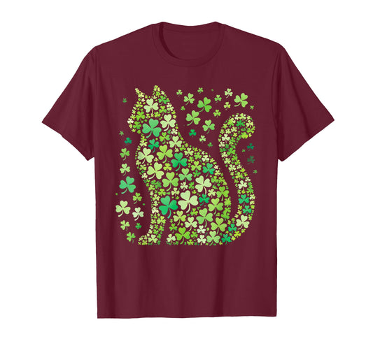 Shamrock Cat St Patricks Day Teens Girls Women Graphic T-Shirt