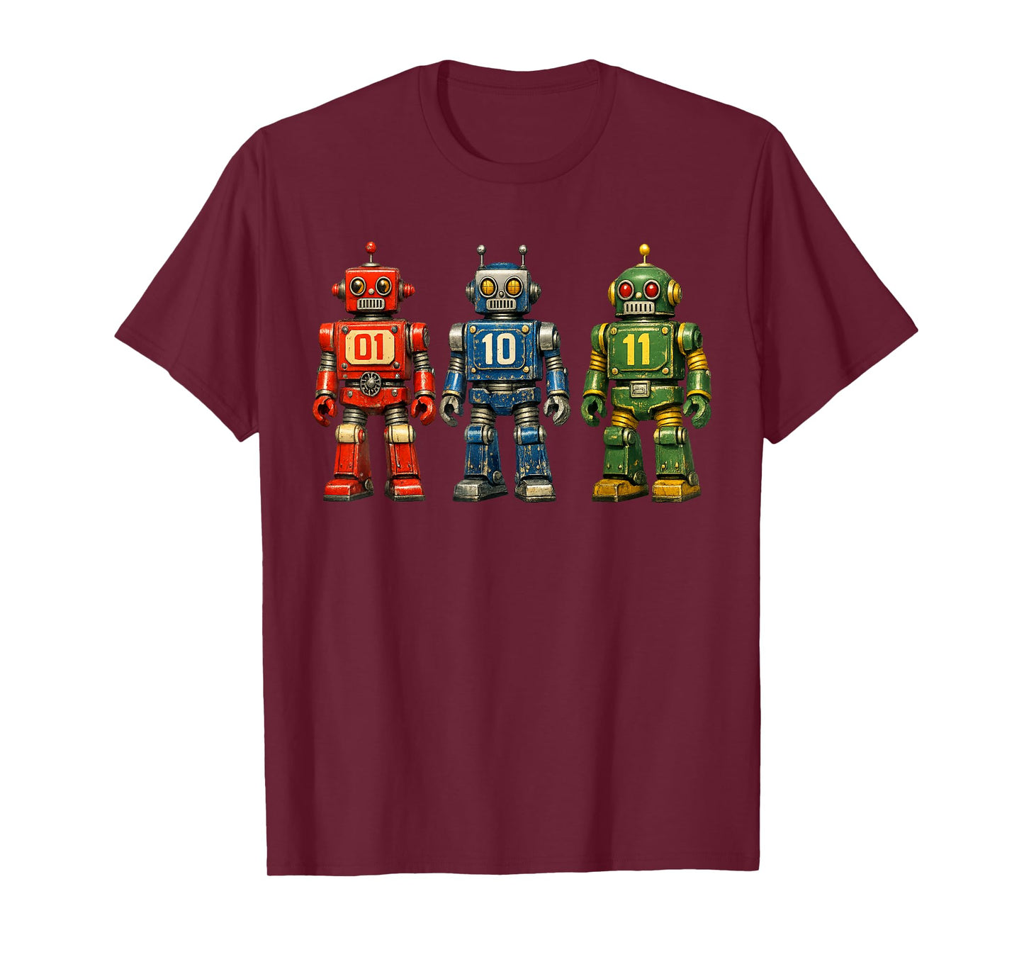 Binary Code Robot Retro 01 10 11 Programming Humor Vintage T-Shirt