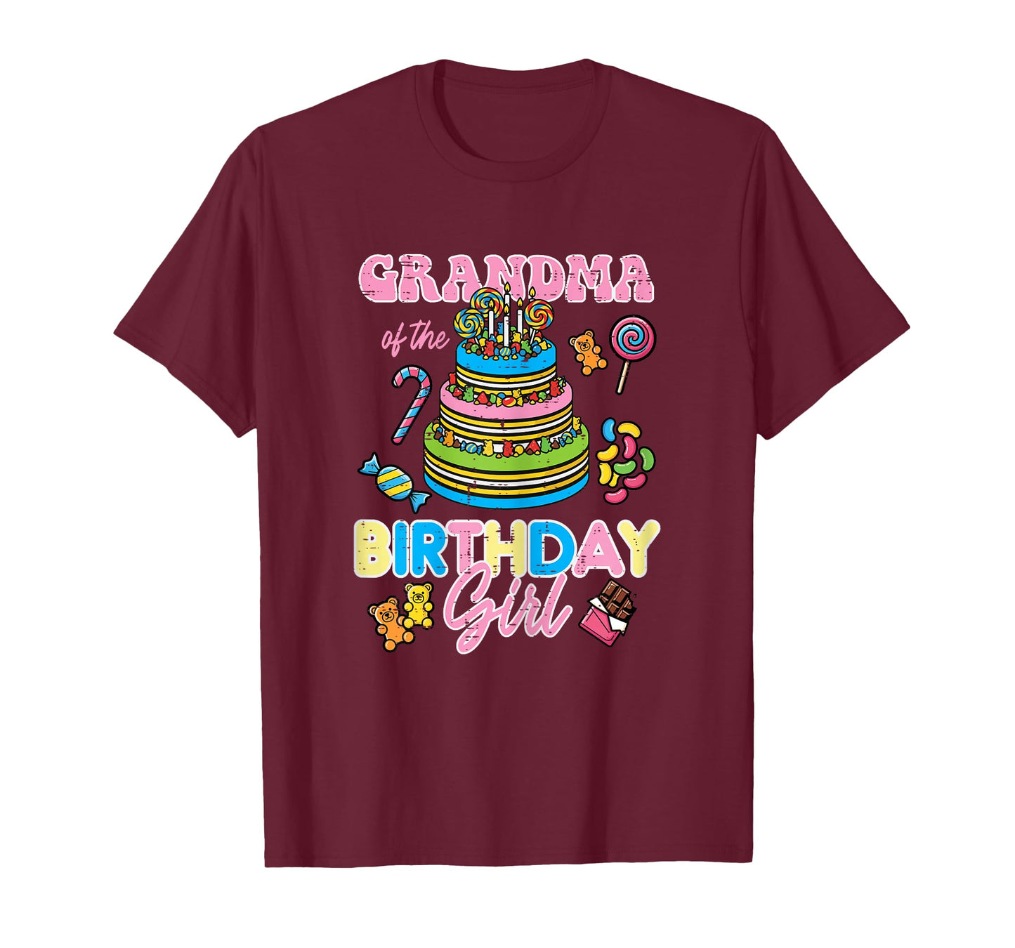 Grandma of Birthday Girl Cake Bday Party Family Match Women T-Shirt